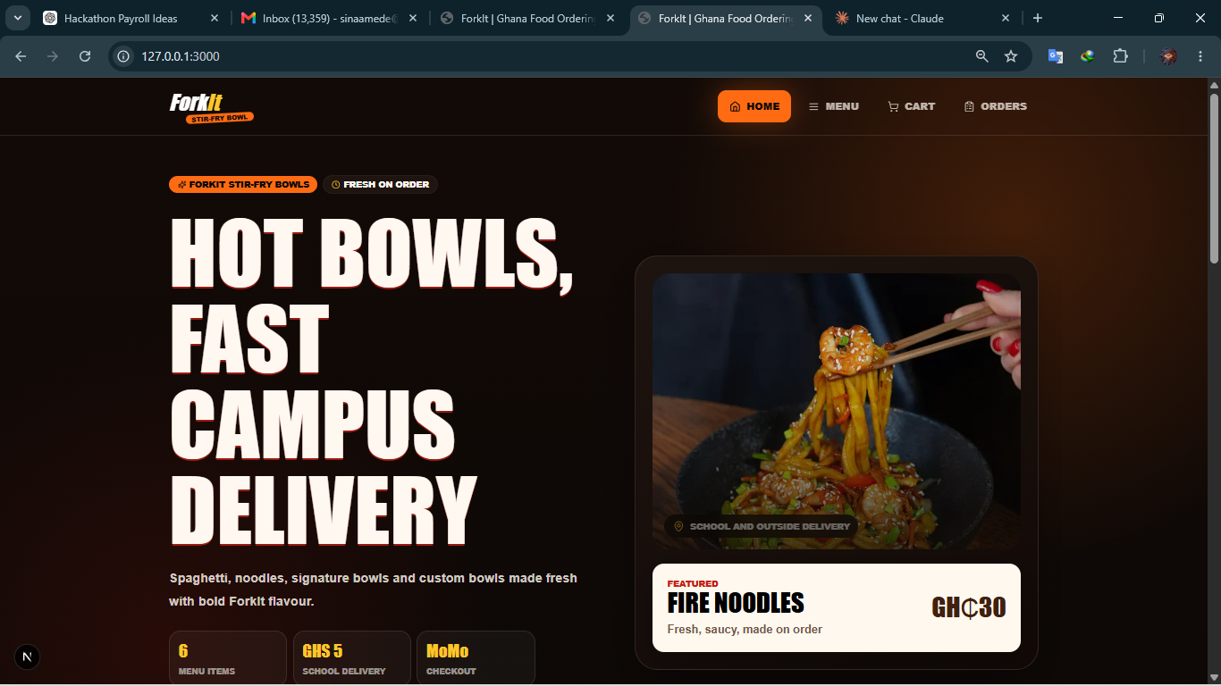 ForkIt campus food ordering site
